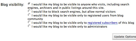 Blog visibility