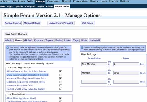 Image of Simple Forums backend