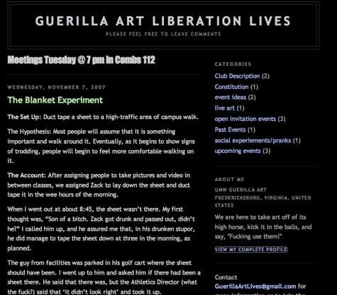 Image of UMW Guerilla Art Blog