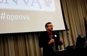 Jeffrey McClurken moderated a panel during the first OpenVA conference at UMW.