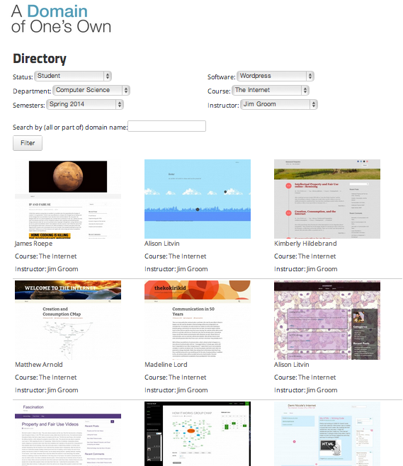 UMW Domains Directory