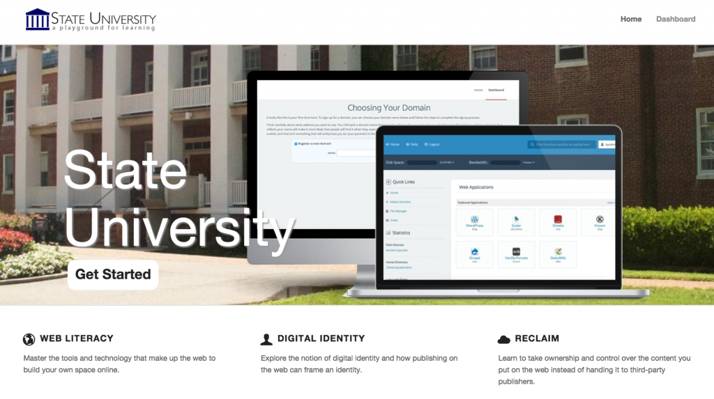 Reclaim Hosting's examples institution site: State U 
