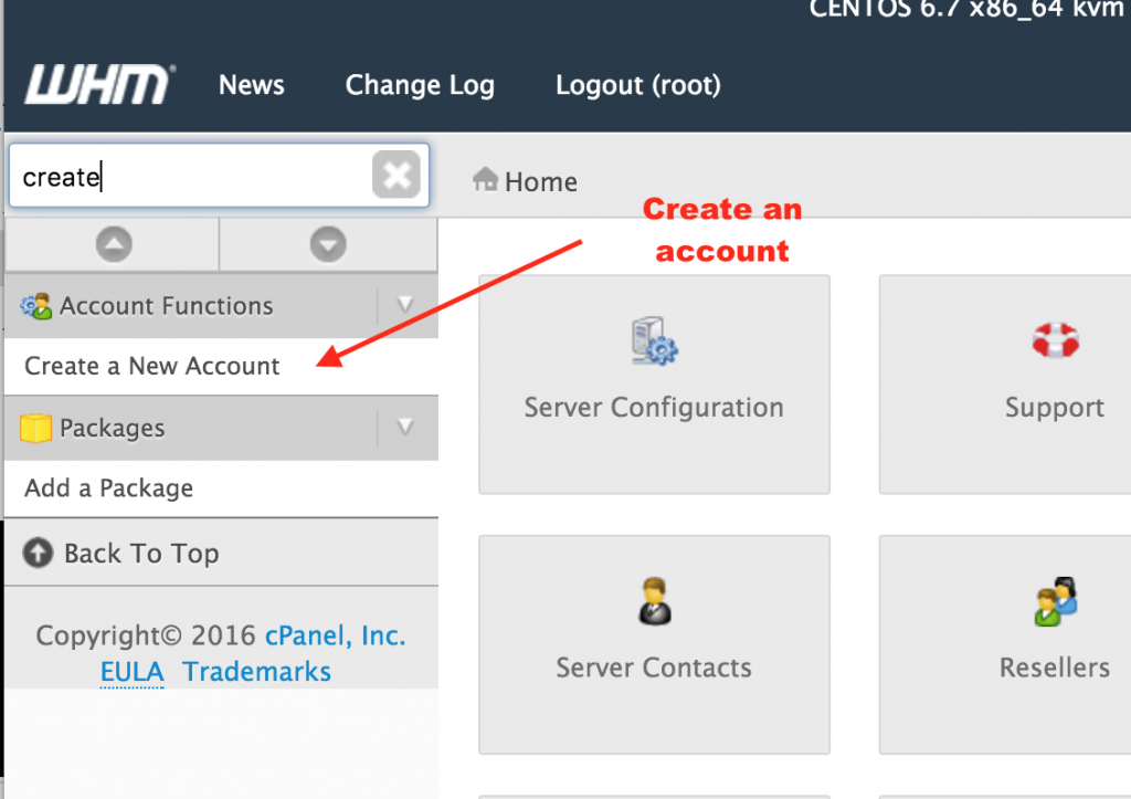 Create a New Account in CPanel