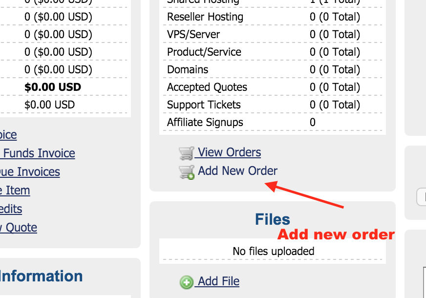 Figure 14: Add a new product for user in WHMCS