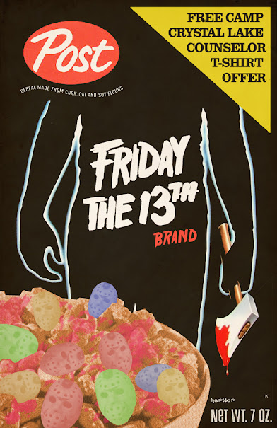 This Friday the 13th themed cereal is by the brilliant Sean Harter, who I learned recently died :( I love his work.
