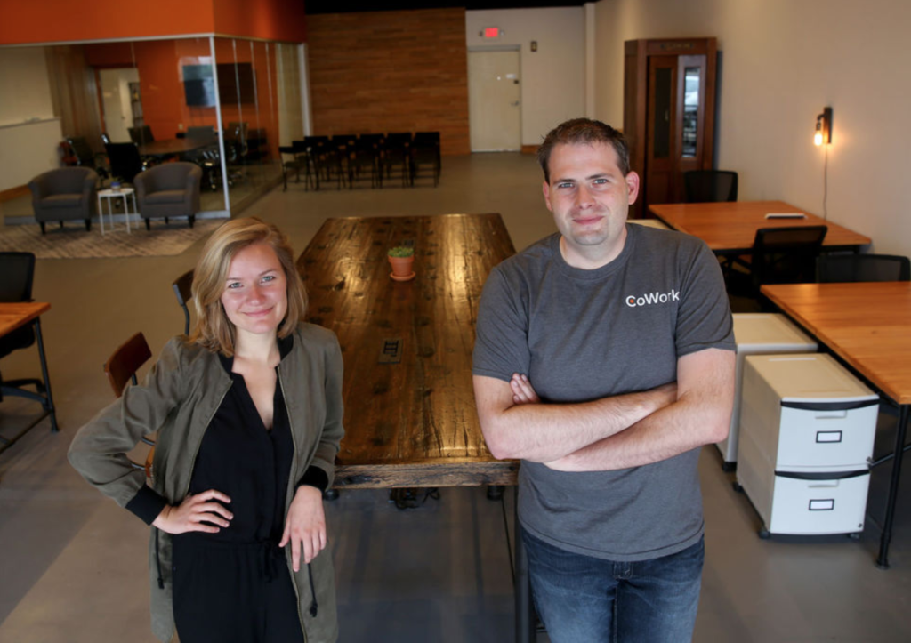 Tim and Lauren in a recently completed CoWork