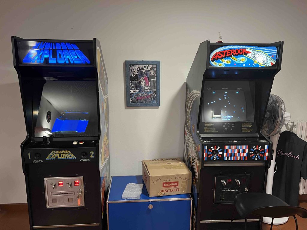 Image of Asterock and Explorer arcade cabinets
