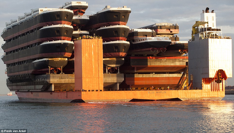 Barge ship carrying other ships