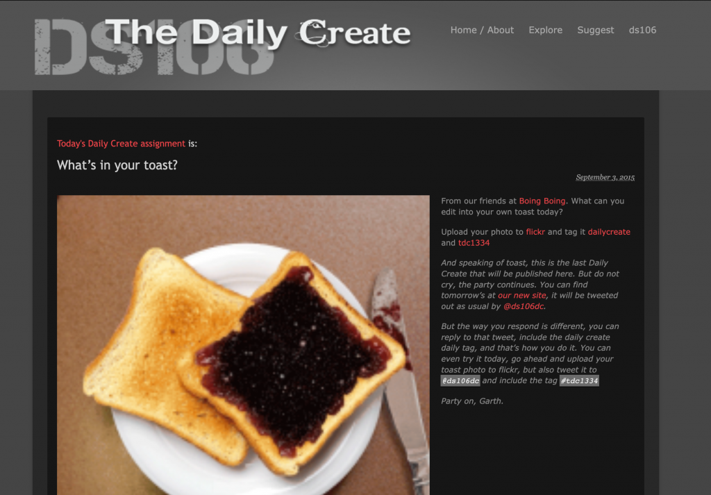 Image of original Daily Create site
