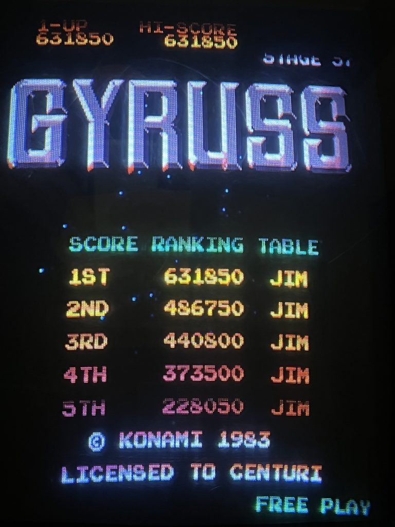 Screenshot of Gyruss hi-score 6-5-2022