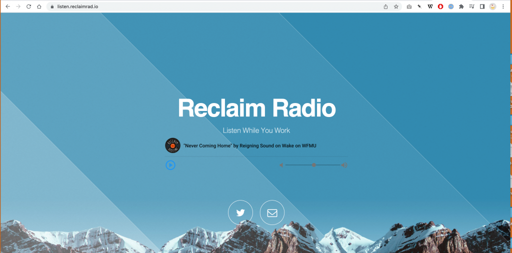 Image of Reclaim Radio homepage