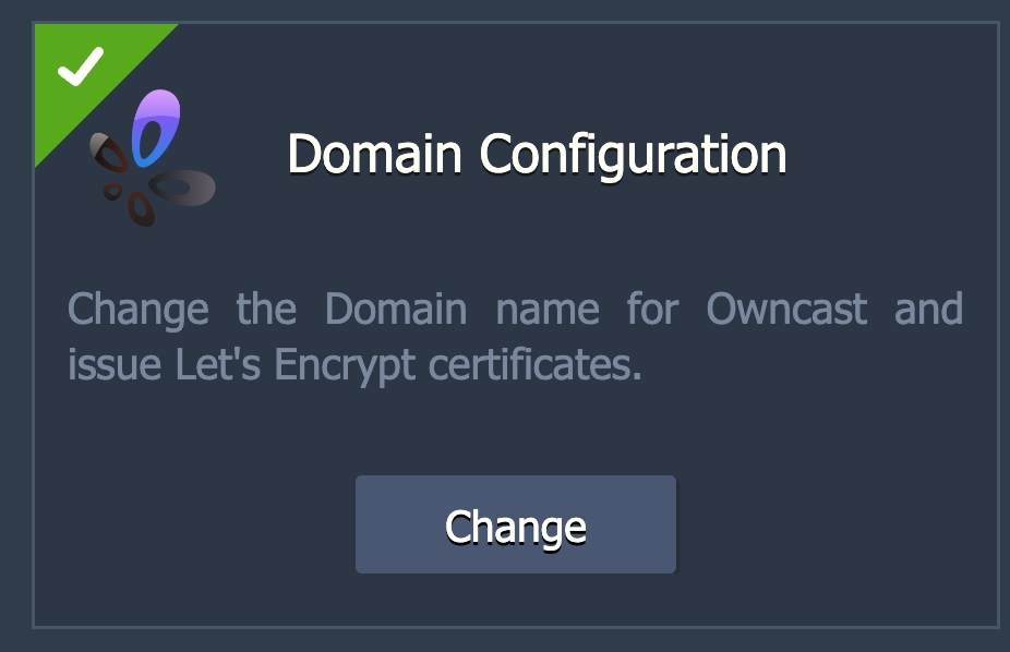 Screenshot of Owncast domain configuration addon