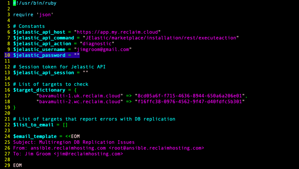 Screenshot of the script to identify with WordPress Multiregion isntances are out of sync
