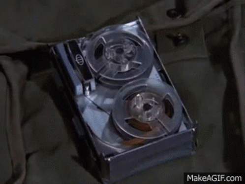 GIF of a tape recorder bruning with the words "This conversation will self-destruct"