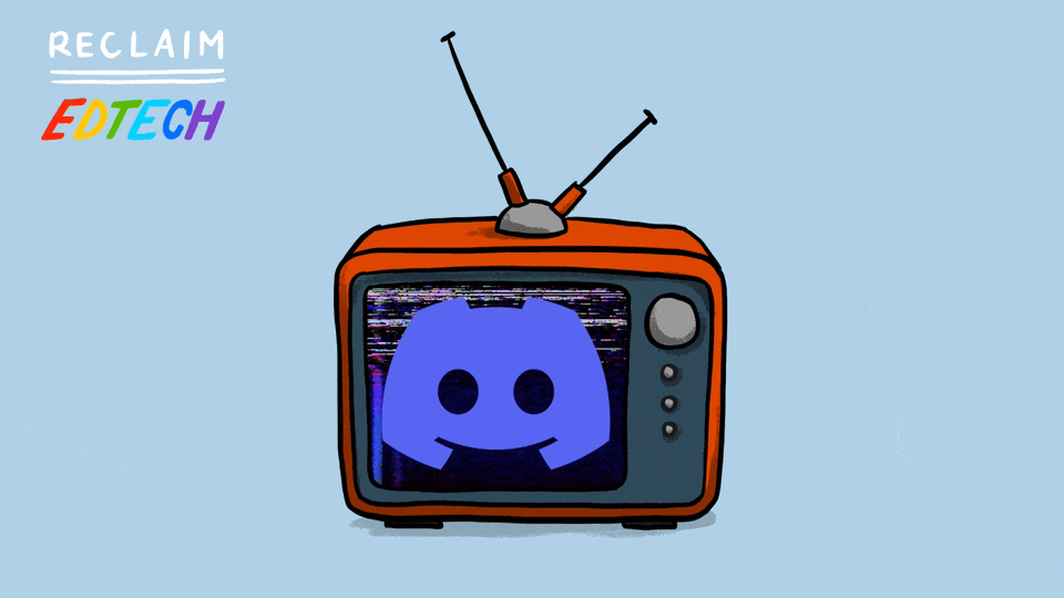 Image of Reclaim EdTech GIF featuring a TV with Discord log in front of static