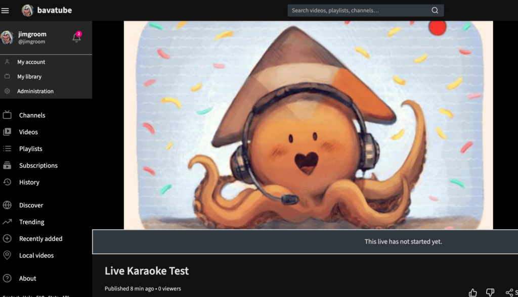 Image of PeerTube Waiting for Live Screenshot