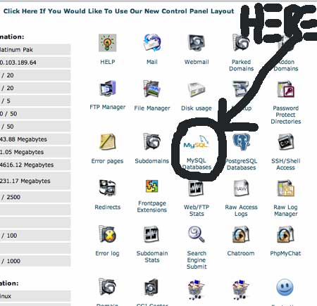 Screen Shot of CPanel